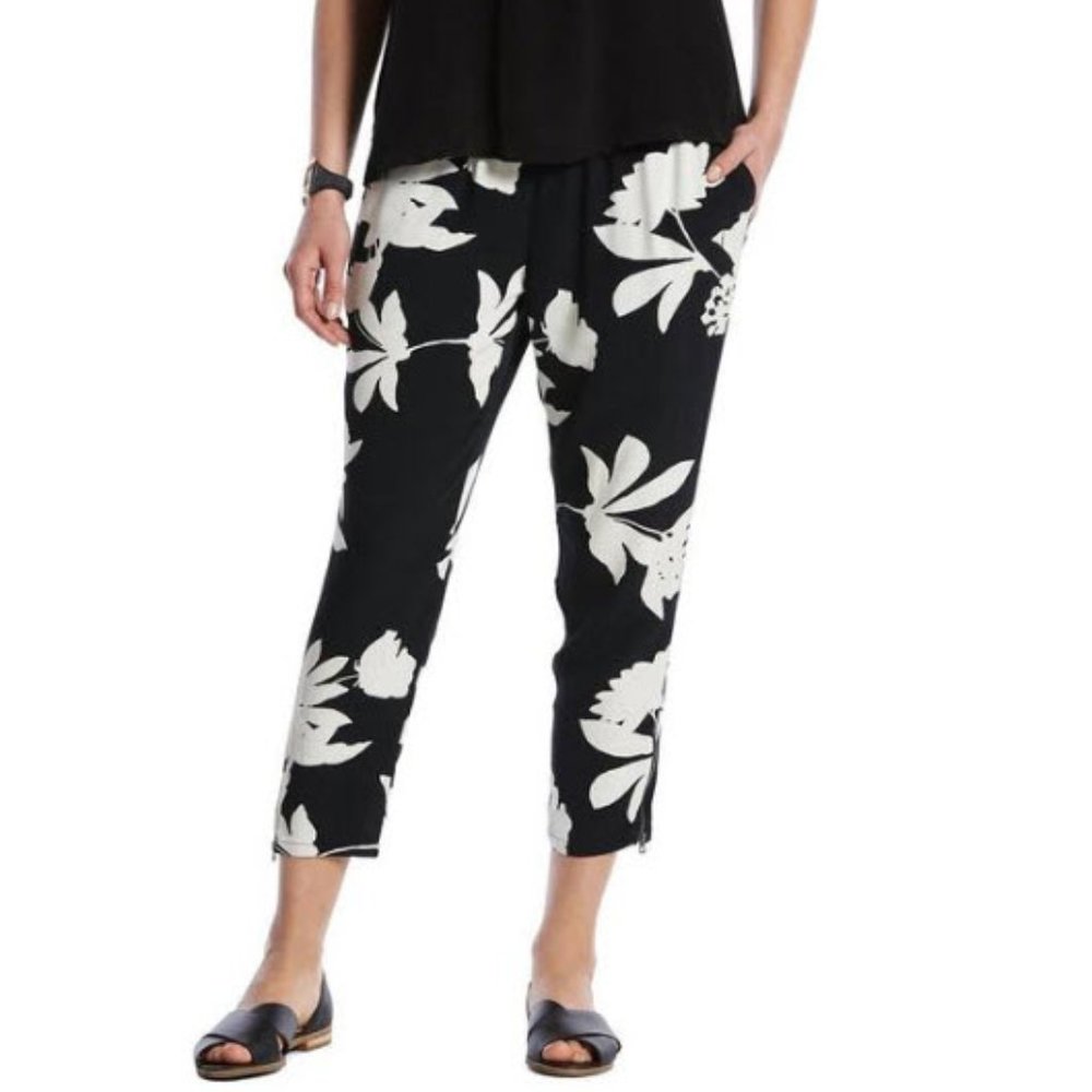 Lucky Brand Black and Cream Printed Vines Pant